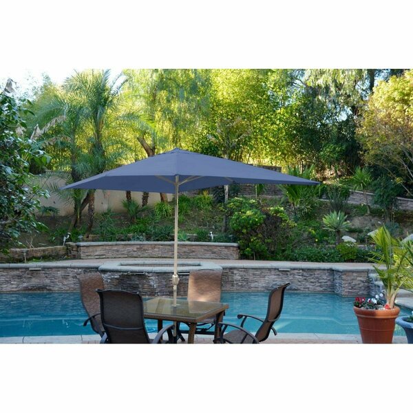 Propation 6.5 x 10 ft. Aluminum Patio Market Umbrella Tilt with Crank - Blue Fabric & Grey Pole PR1081279